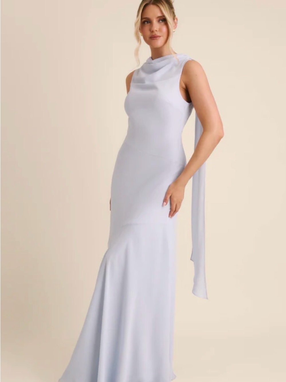 Six Stories Cowl Neck Blue Bridesmaid Dress - US 14/UK 18